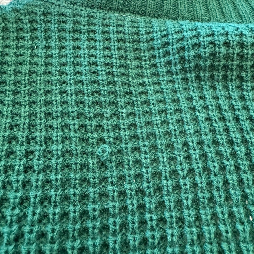 ZESICA Emerald Green Waffle Knit Open Front Cardigan Size Large - Picture 12 of 13